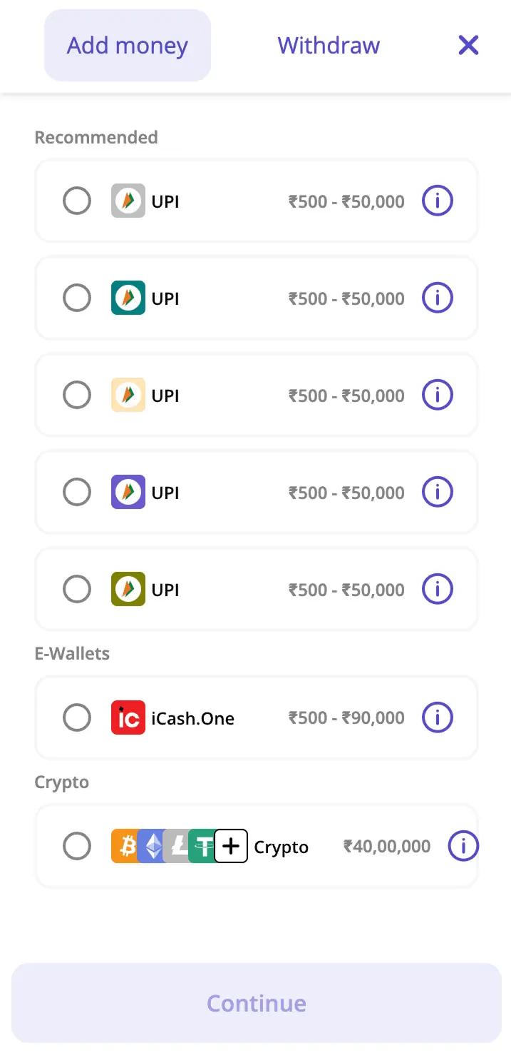 Casinodays — Deposit methods